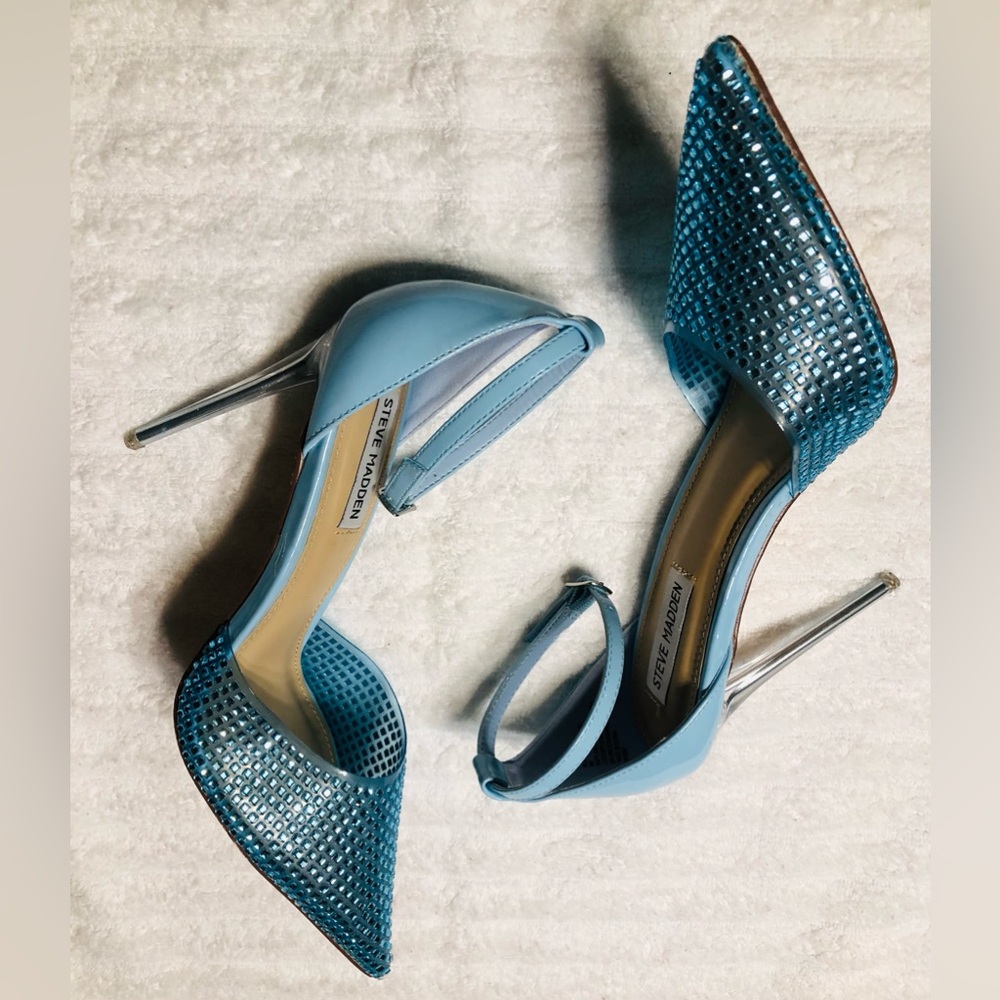 Steve Madden Alisha Pump/ light Blue Pointy Stiletto Heels. Size 8 - Picture 9 of 16